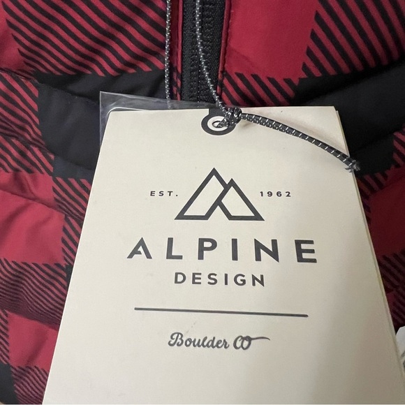 Alpine Design down vest buffalo plaid removable Hood fall winter large NWT - Picture 11 of 13